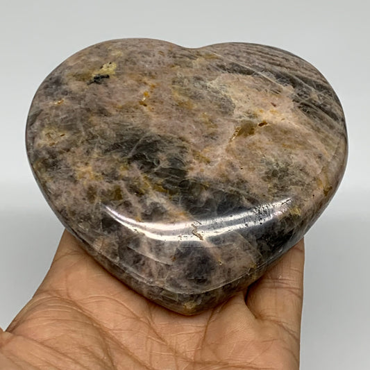 0.78 lbs, 3.6"x3.7"x1.1", Black Moonstone Heart Polished Crystal Decor, B37827