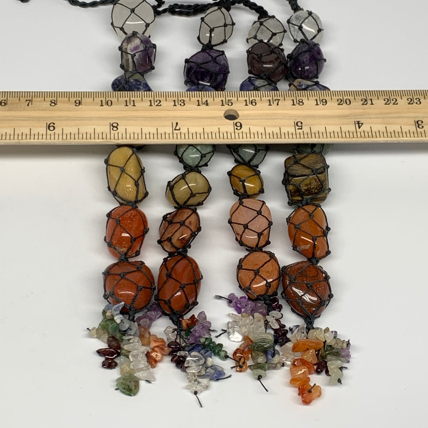 30pcs, 7 Chakra Stones Car Tassel Ornament, Wall Hanging, Tumbled