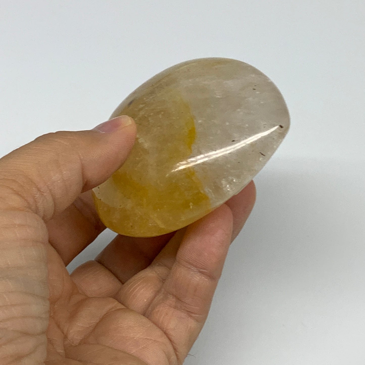 209.1g, 2.6"x2.7"x1.3" Yellow Healing Quartz Heart Crystal @Madagascar, B30560