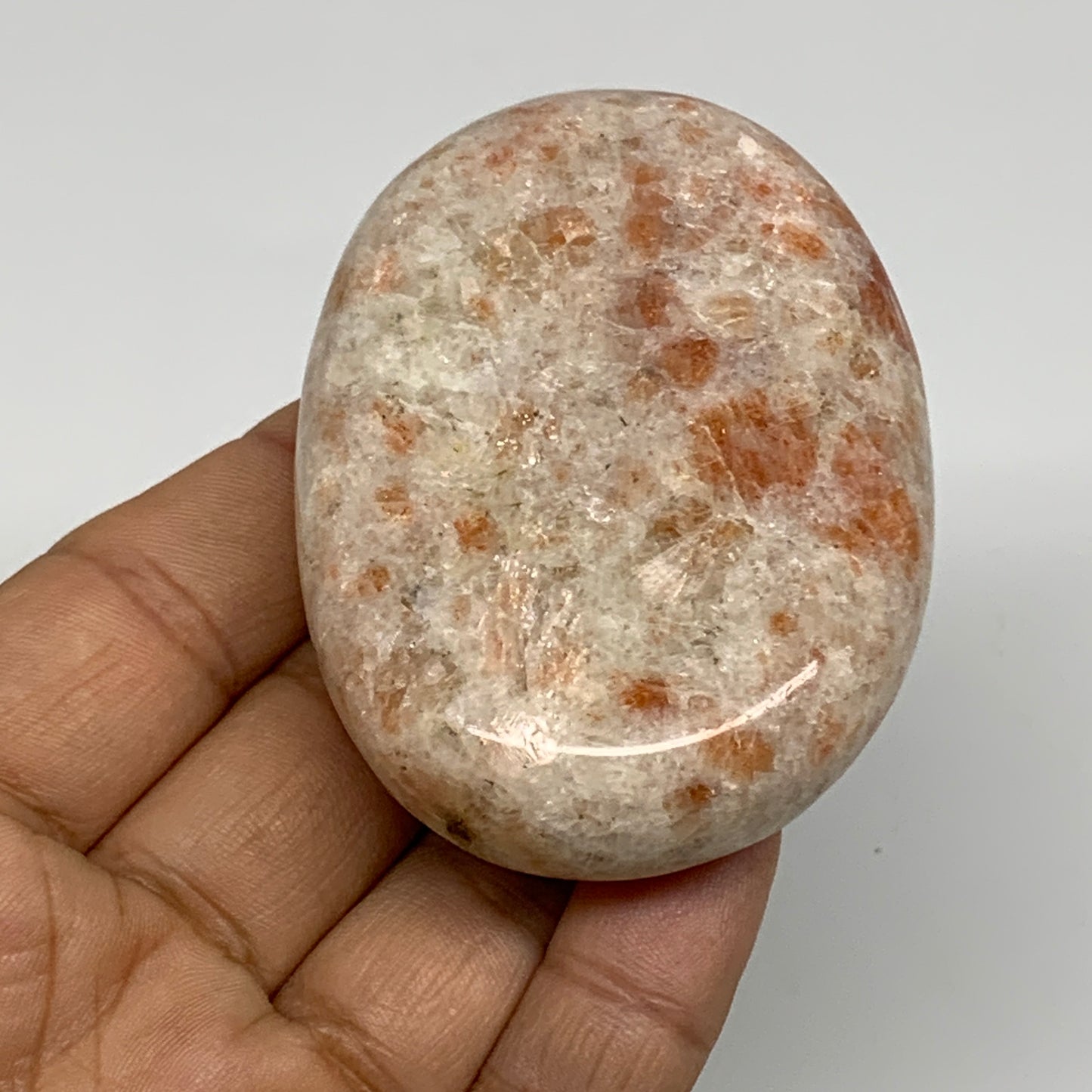 133.7g, 2.7"x2"x0.9", Natural Sunstone Palm-Stone Polished from India, B34783