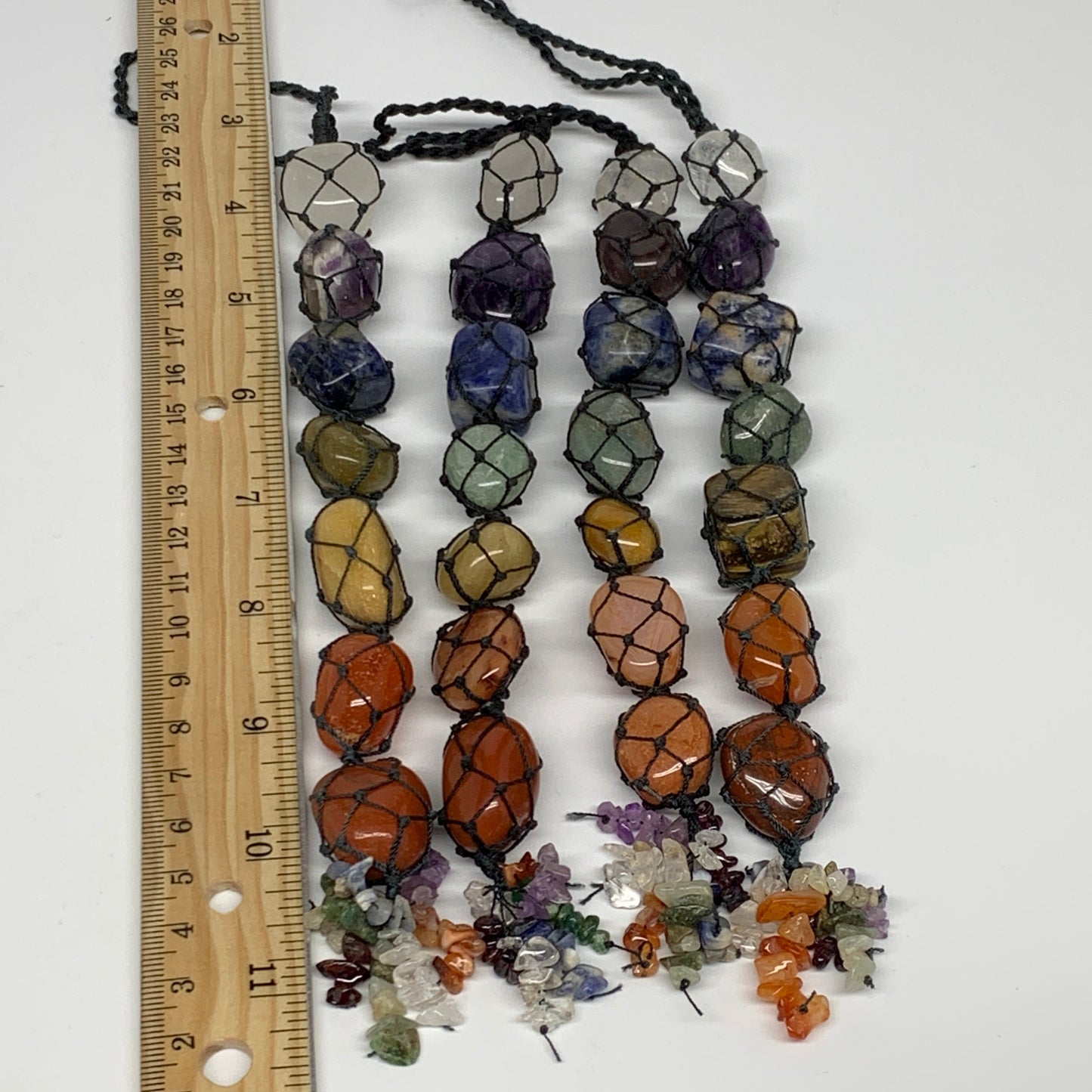 30pcs, 7 Chakra Stones Car Tassel Ornament, Wall Hanging, Tumbled