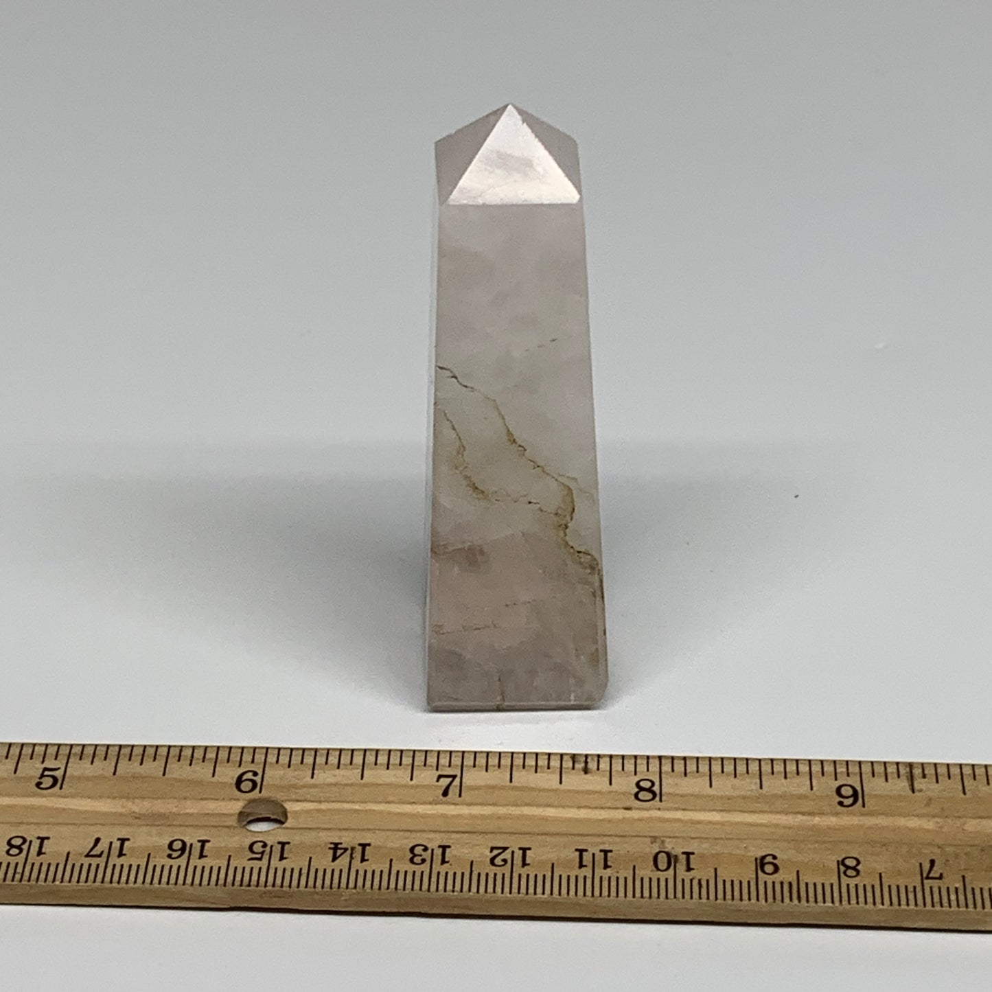 89.9g,3.3"x0.9"x1" Rose Quartz Tower Obelisk Point Crystal @Brazil, B31401
