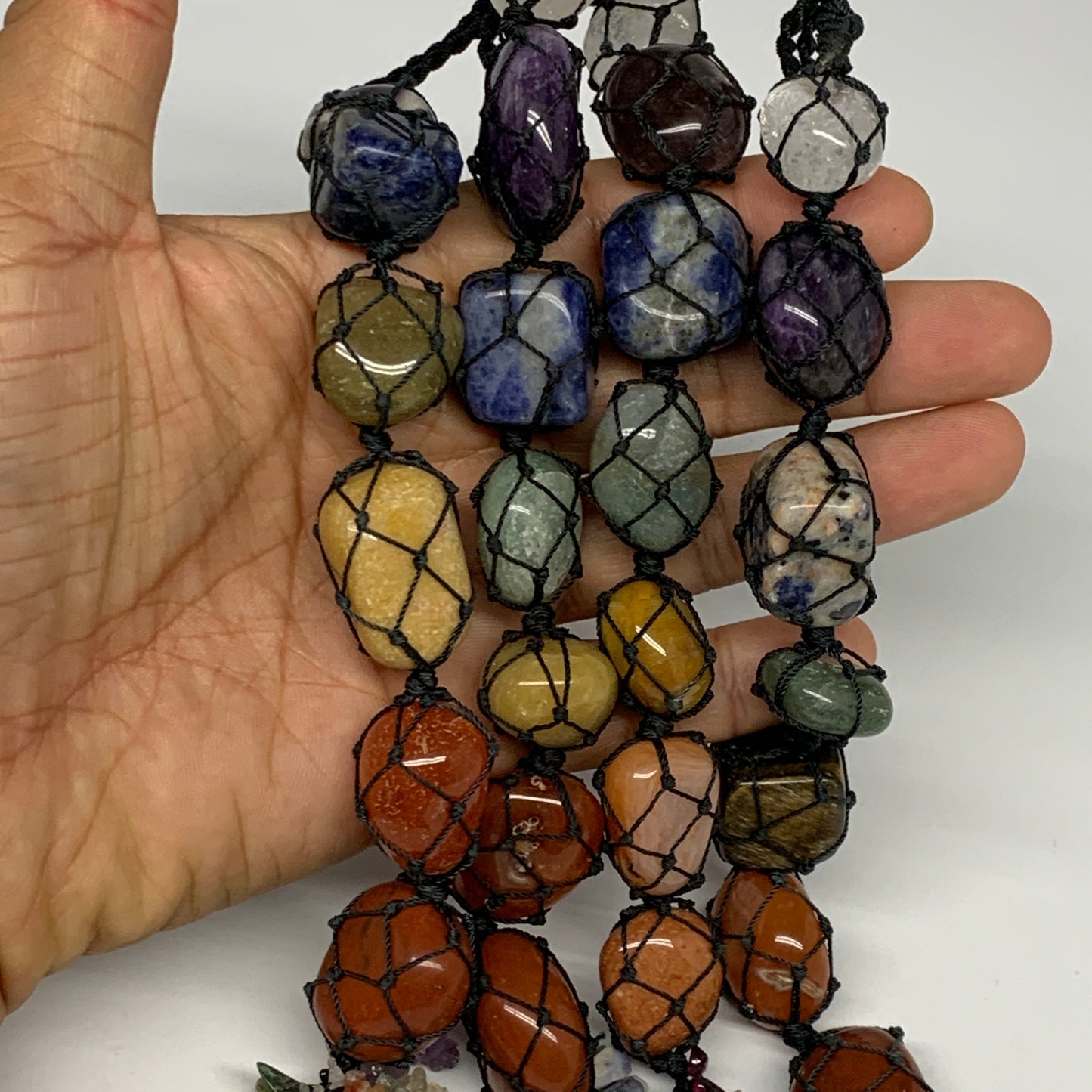 30pcs, 7 Chakra Stones Car Tassel Ornament, Wall Hanging, Tumbled