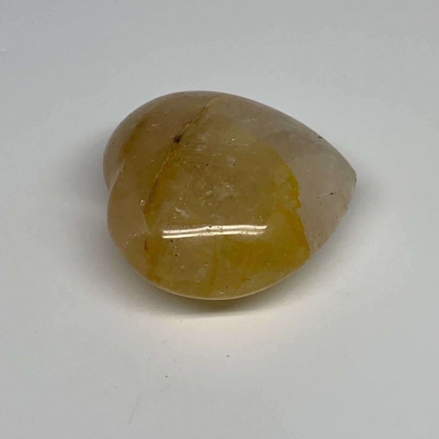 209.1g, 2.6"x2.7"x1.3" Yellow Healing Quartz Heart Crystal @Madagascar, B30560