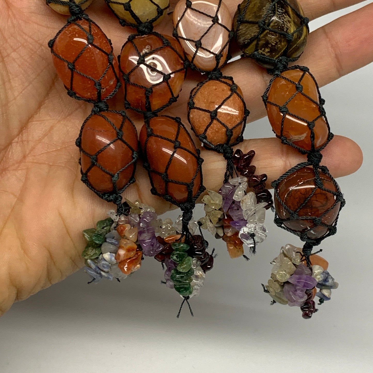 30pcs, 7 Chakra Stones Car Tassel Ornament, Wall Hanging, Tumbled