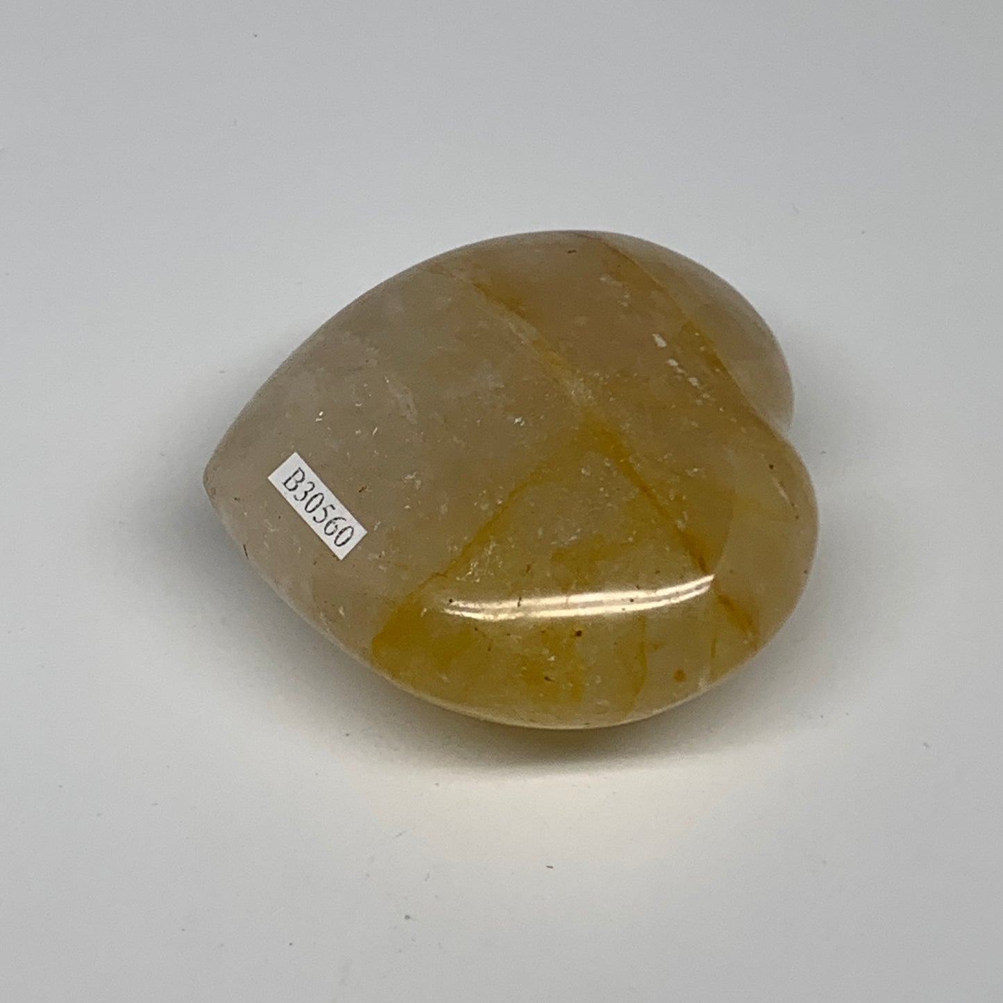 209.1g, 2.6"x2.7"x1.3" Yellow Healing Quartz Heart Crystal @Madagascar, B30560