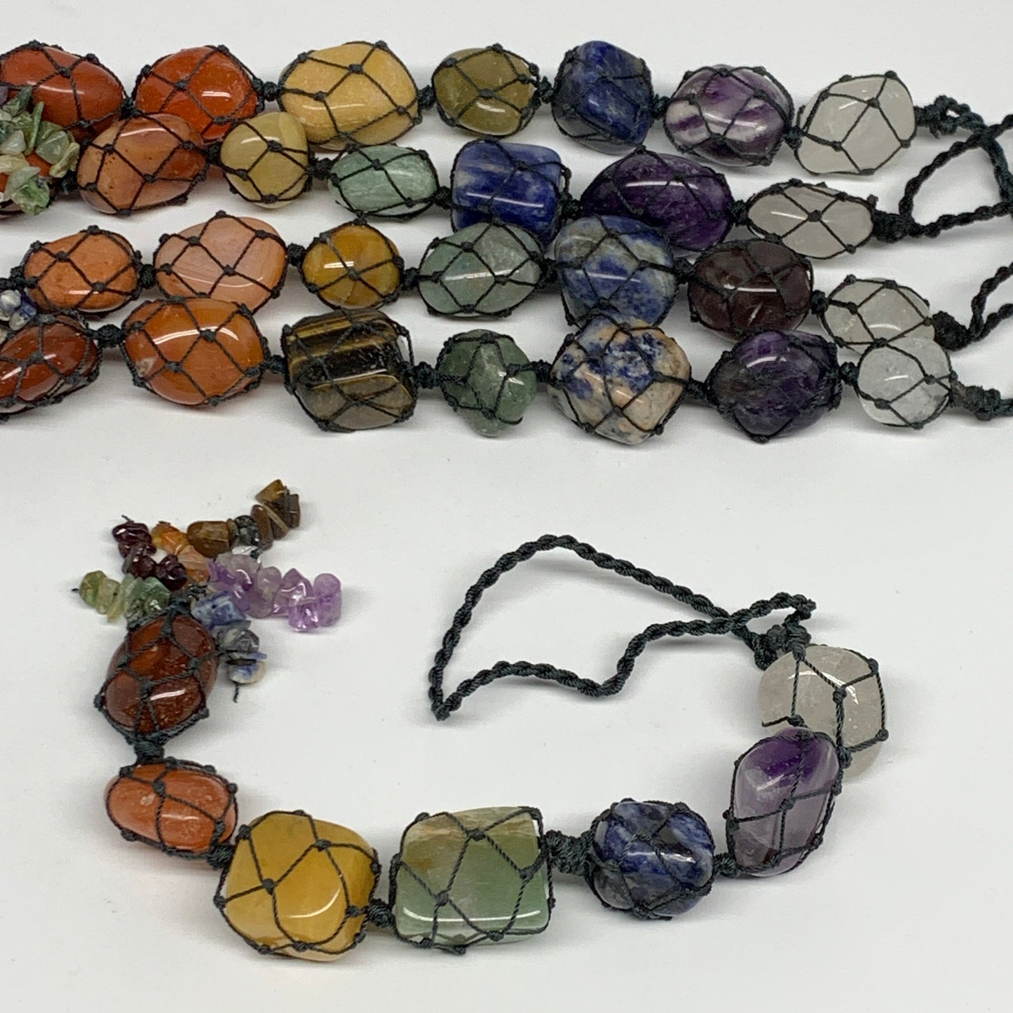 30pcs, 7 Chakra Stones Car Tassel Ornament, Wall Hanging, Tumbled