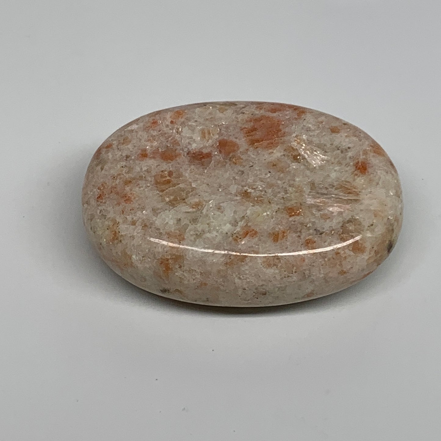 133.7g, 2.7"x2"x0.9", Natural Sunstone Palm-Stone Polished from India, B34783