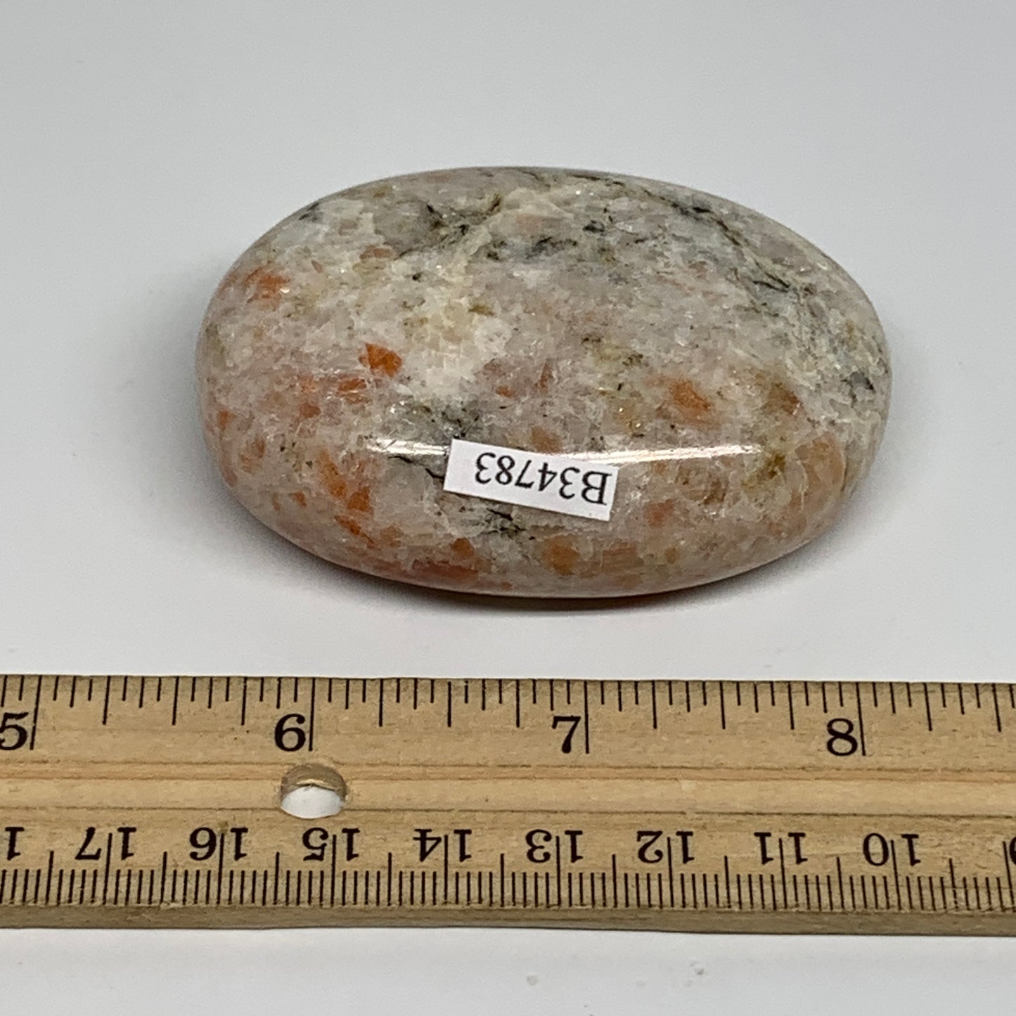 133.7g, 2.7"x2"x0.9", Natural Sunstone Palm-Stone Polished from India, B34783