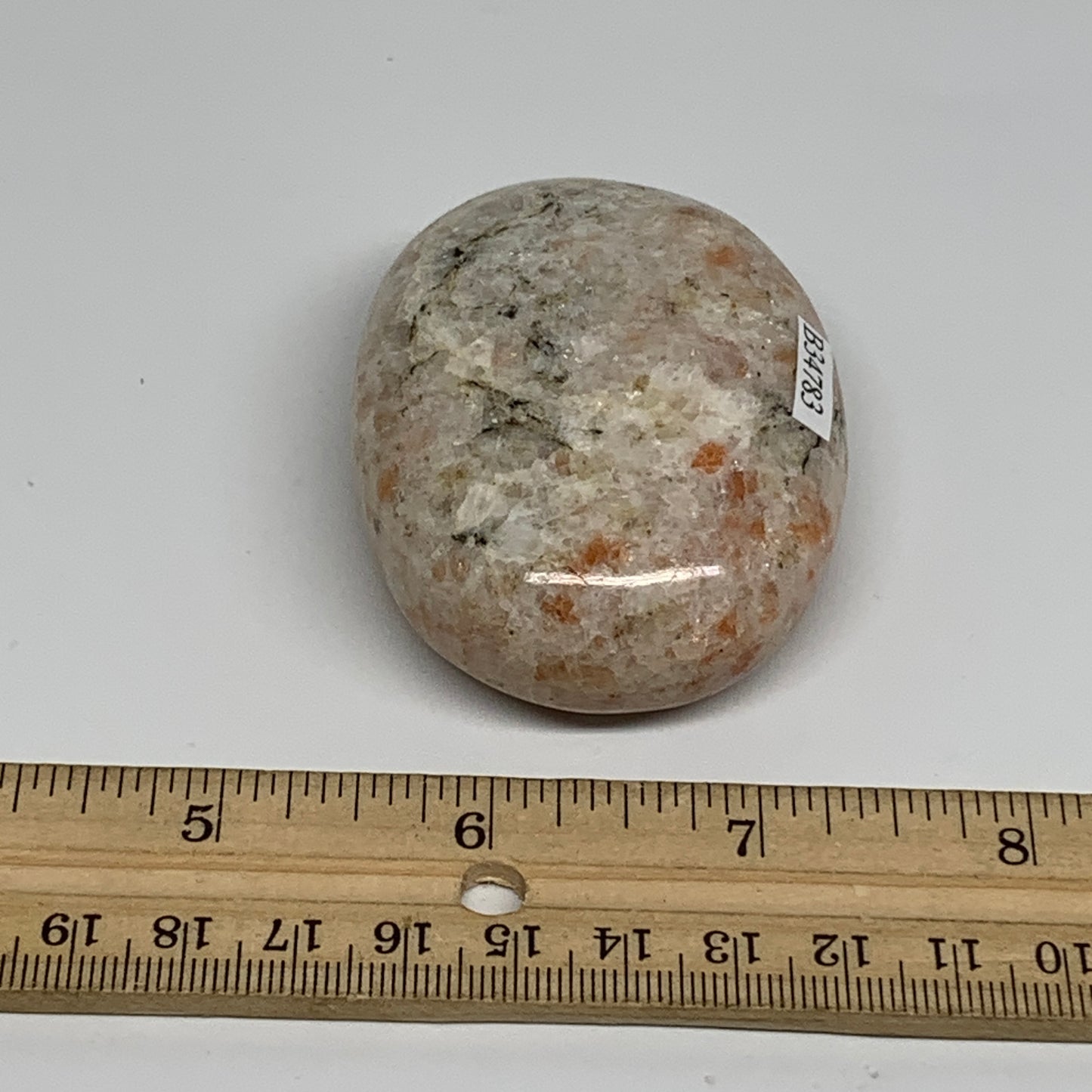 133.7g, 2.7"x2"x0.9", Natural Sunstone Palm-Stone Polished from India, B34783