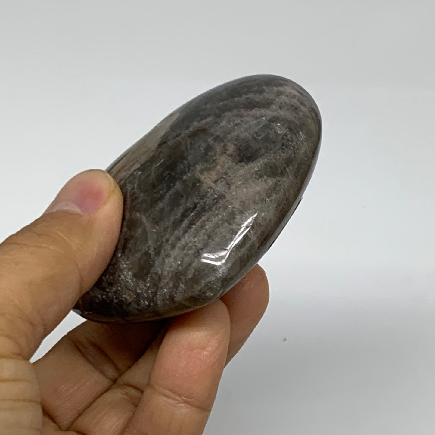 0.31 lbs, 2.3"x2.8"x1.1", Black Moonstone Heart Polished Crystal Decor, B37828