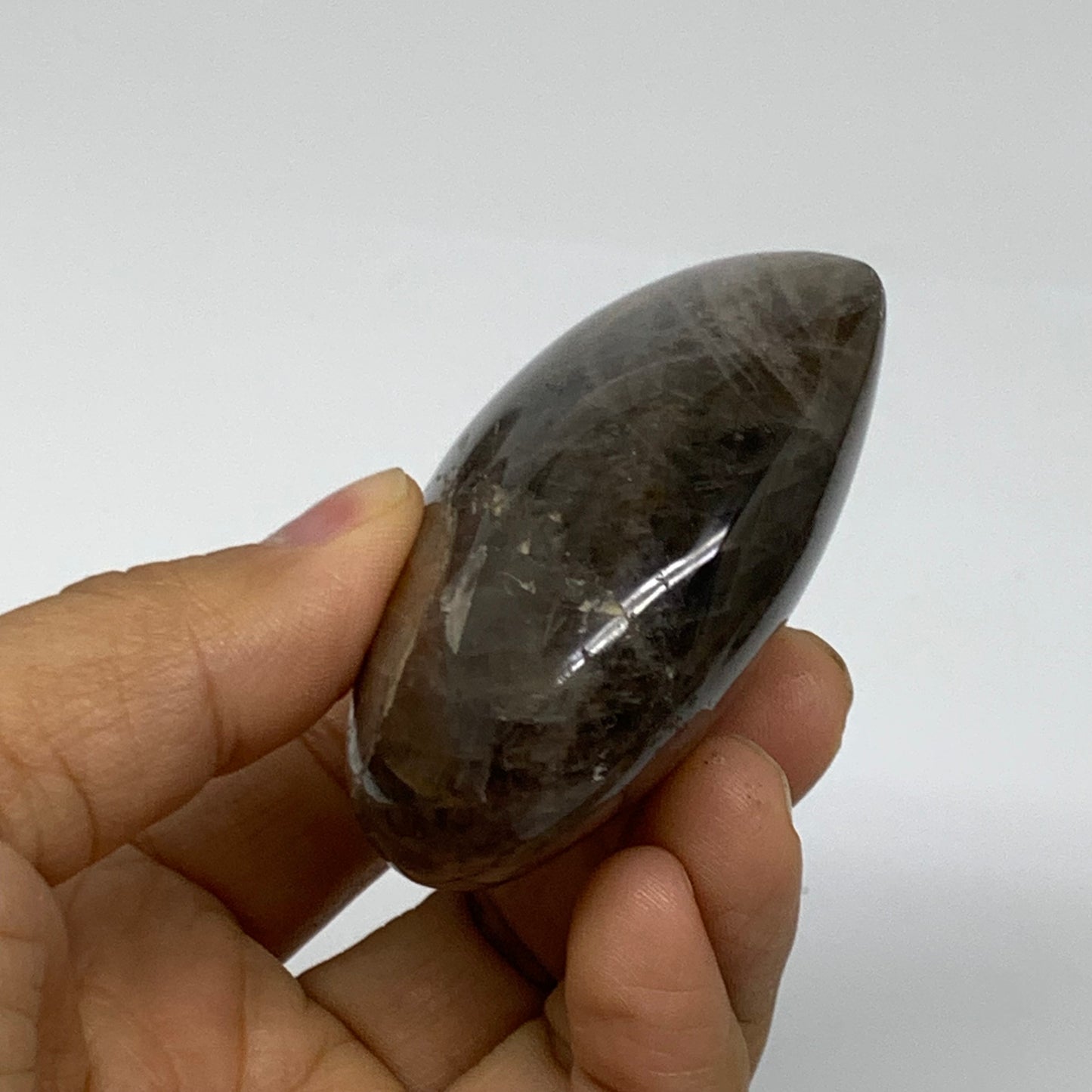 0.31 lbs, 2.3"x2.8"x1.1", Black Moonstone Heart Polished Crystal Decor, B37828