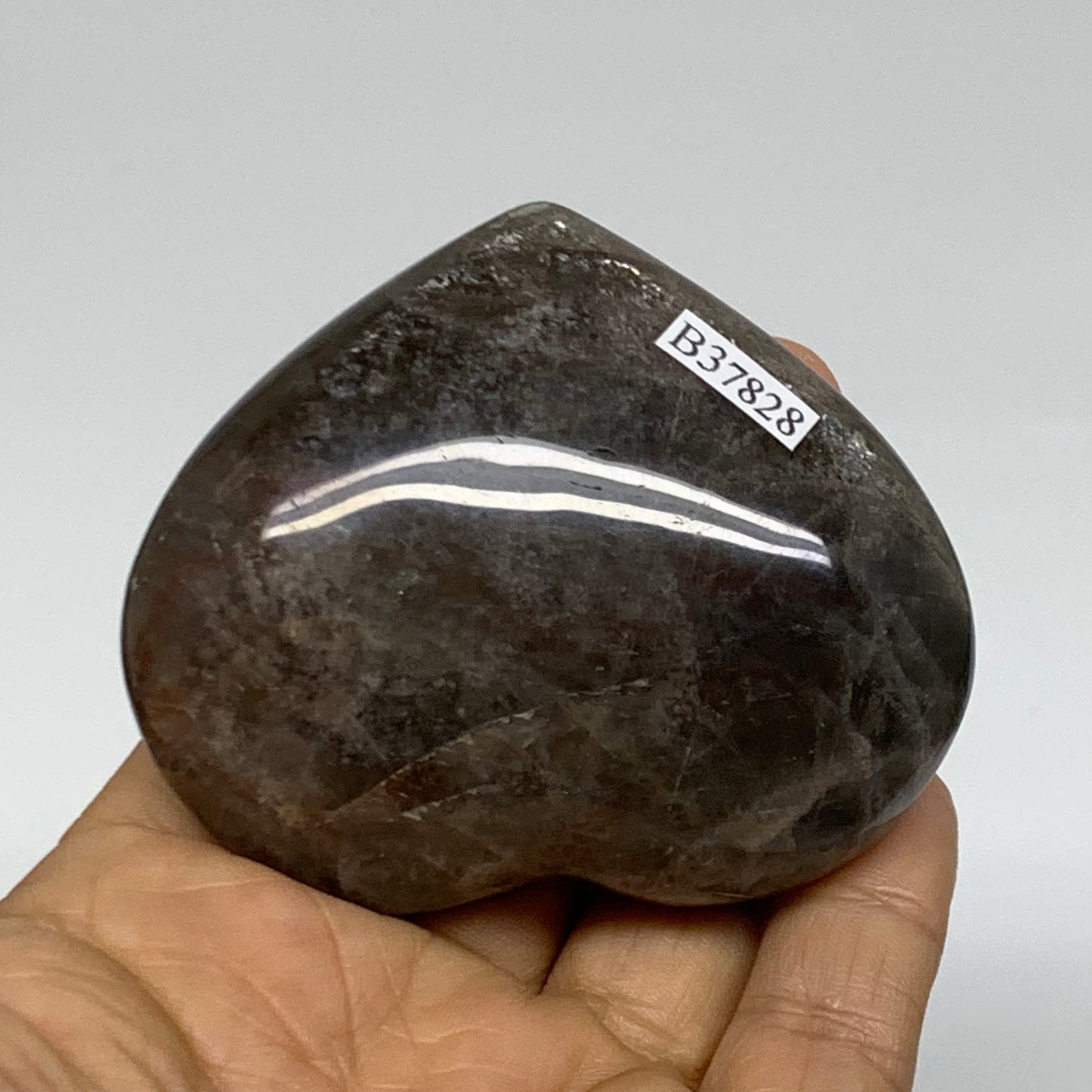 0.31 lbs, 2.3"x2.8"x1.1", Black Moonstone Heart Polished Crystal Decor, B37828