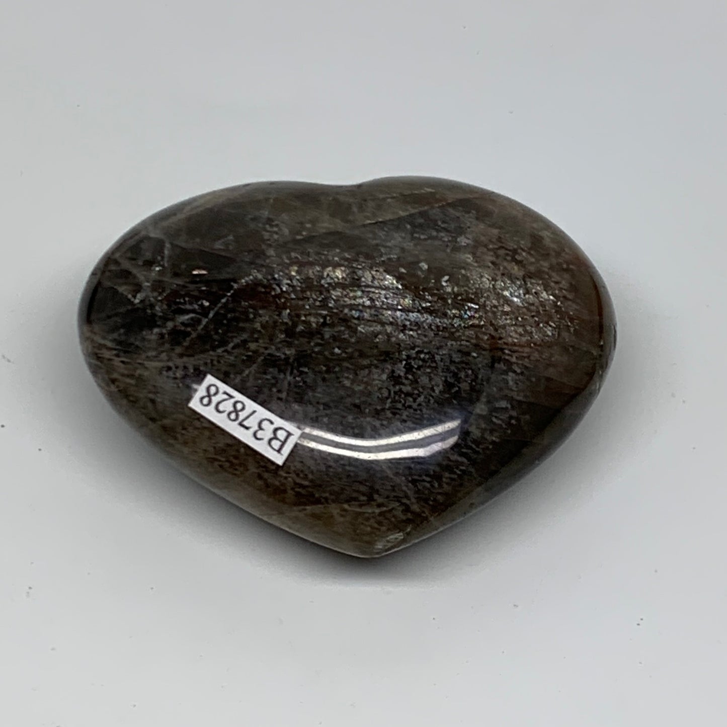0.31 lbs, 2.3"x2.8"x1.1", Black Moonstone Heart Polished Crystal Decor, B37828