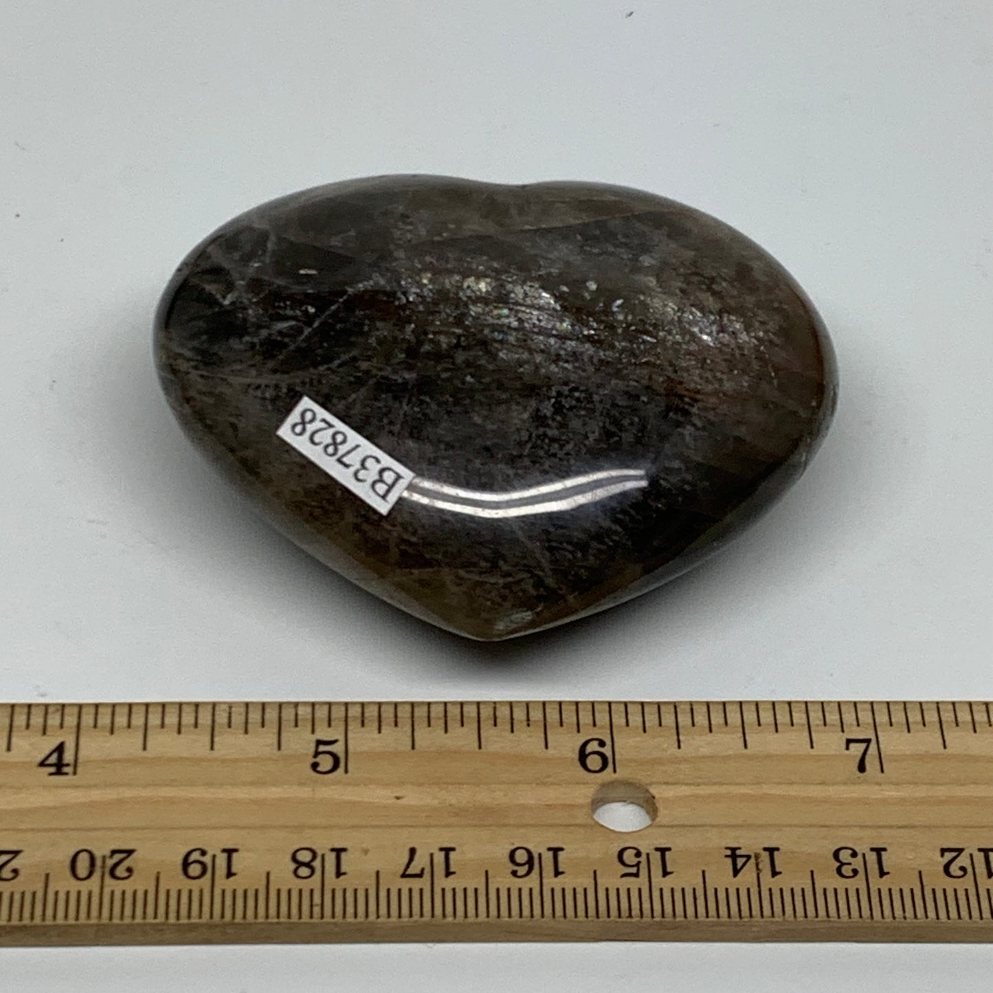 0.31 lbs, 2.3"x2.8"x1.1", Black Moonstone Heart Polished Crystal Decor, B37828