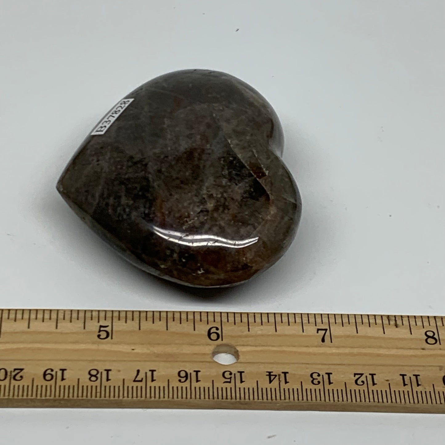 0.31 lbs, 2.3"x2.8"x1.1", Black Moonstone Heart Polished Crystal Decor, B37828