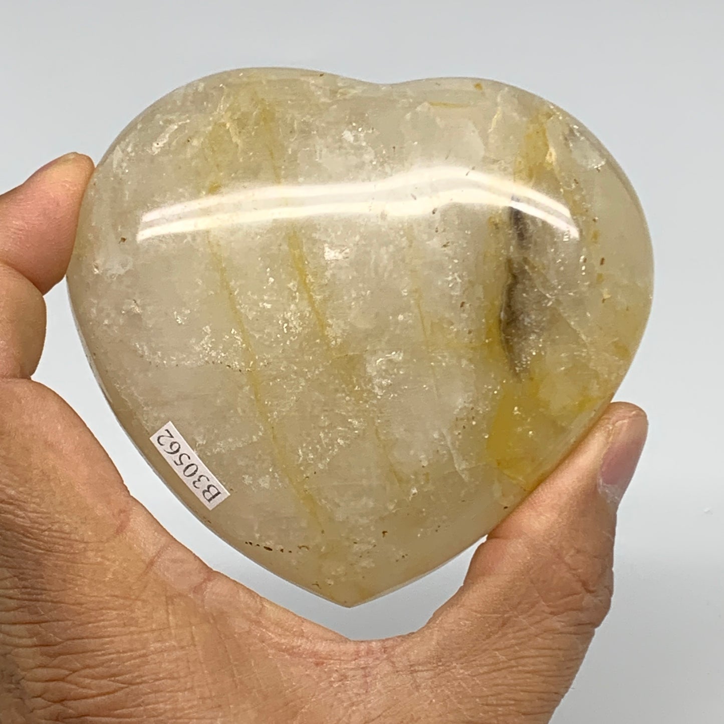 332.8g, 3"x3.3"x1.4" Yellow Healing Quartz Heart Crystal @Madagascar, B30562