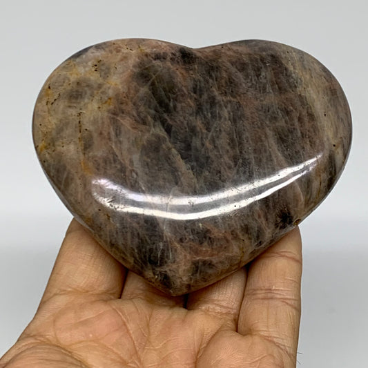 0.61 lbs, 3.1"x3.6"x1.1", Black Moonstone Heart Polished Crystal Decor, B37829