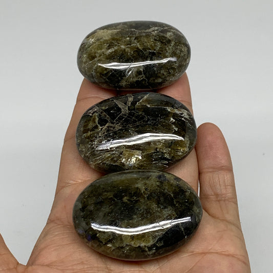 149.9g, 1.9"-1.9", 3pcs, Labradorite Palm-stone Polished Gemstone, B35546