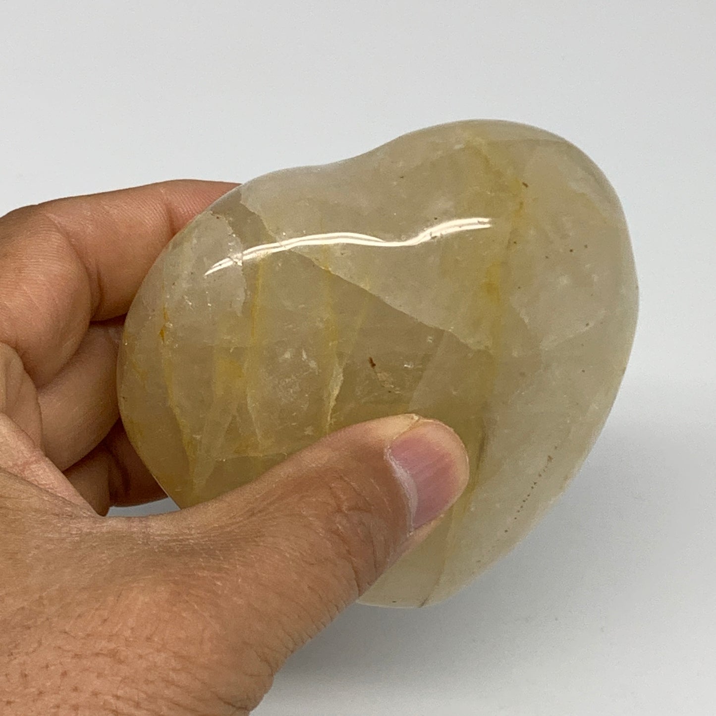 332.8g, 3"x3.3"x1.4" Yellow Healing Quartz Heart Crystal @Madagascar, B30562