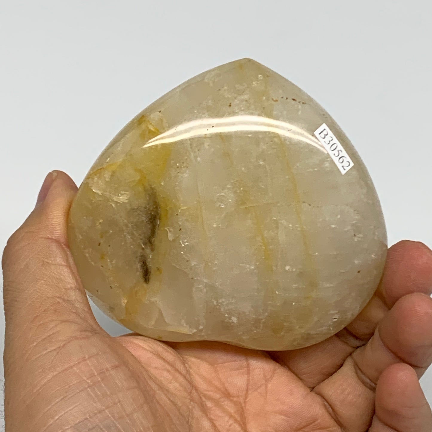 332.8g, 3"x3.3"x1.4" Yellow Healing Quartz Heart Crystal @Madagascar, B30562