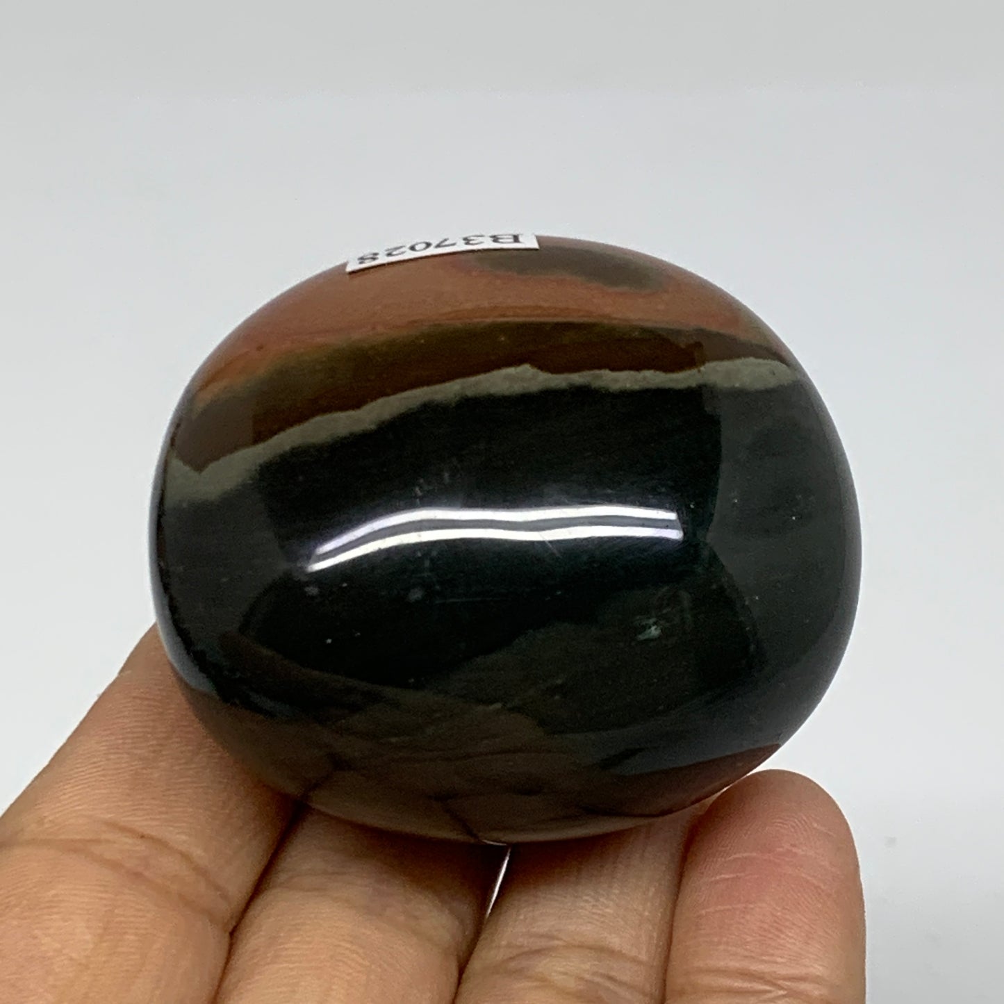 124.2g, 2.1"x1.9"x1.4", Polychrome Jasper Palm-Stone Crystal, B37028