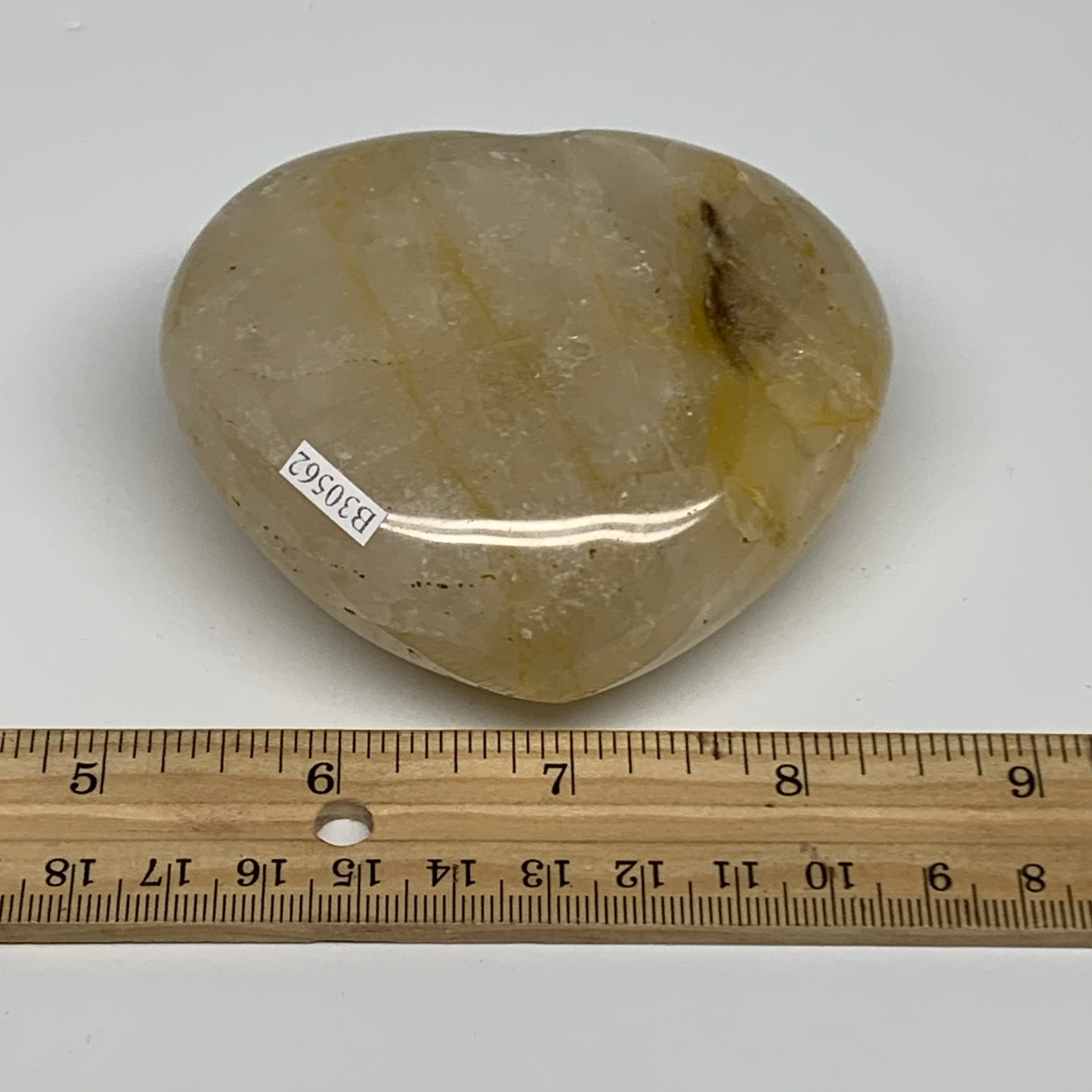 332.8g, 3"x3.3"x1.4" Yellow Healing Quartz Heart Crystal @Madagascar, B30562