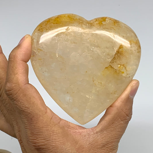 273.2g, 3.4"x3.4"x1" Yellow Healing Quartz Heart Crystal @Madagascar, B30563