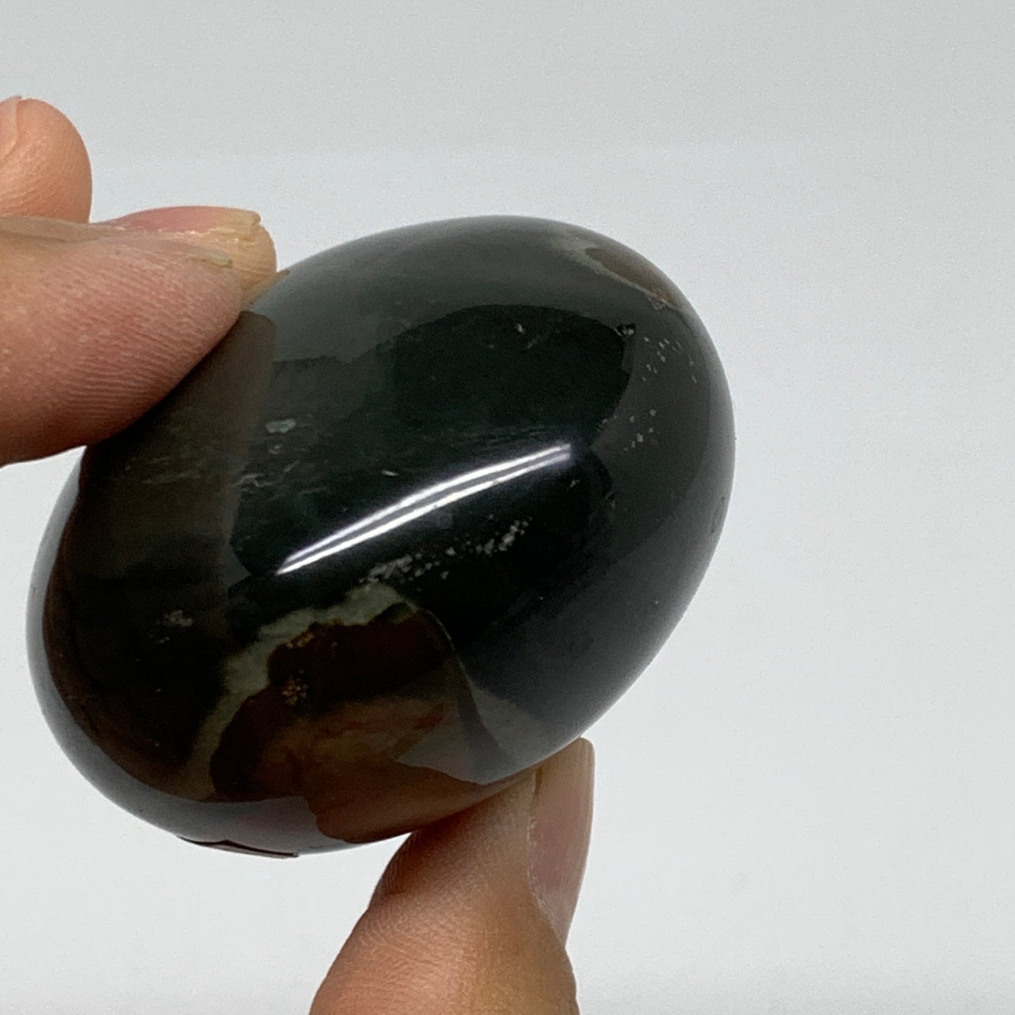 124.2g, 2.1"x1.9"x1.4", Polychrome Jasper Palm-Stone Crystal, B37028