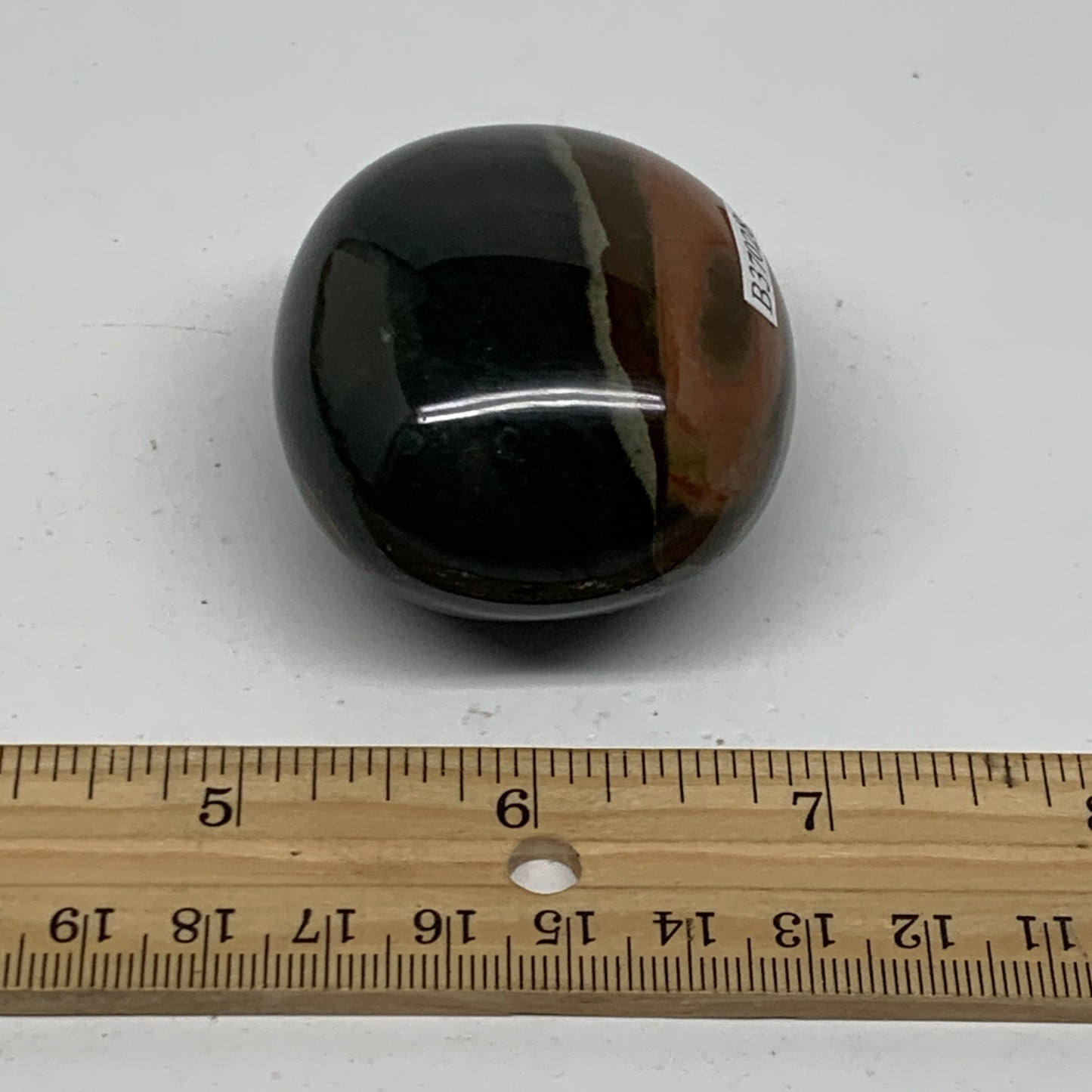 124.2g, 2.1"x1.9"x1.4", Polychrome Jasper Palm-Stone Crystal, B37028