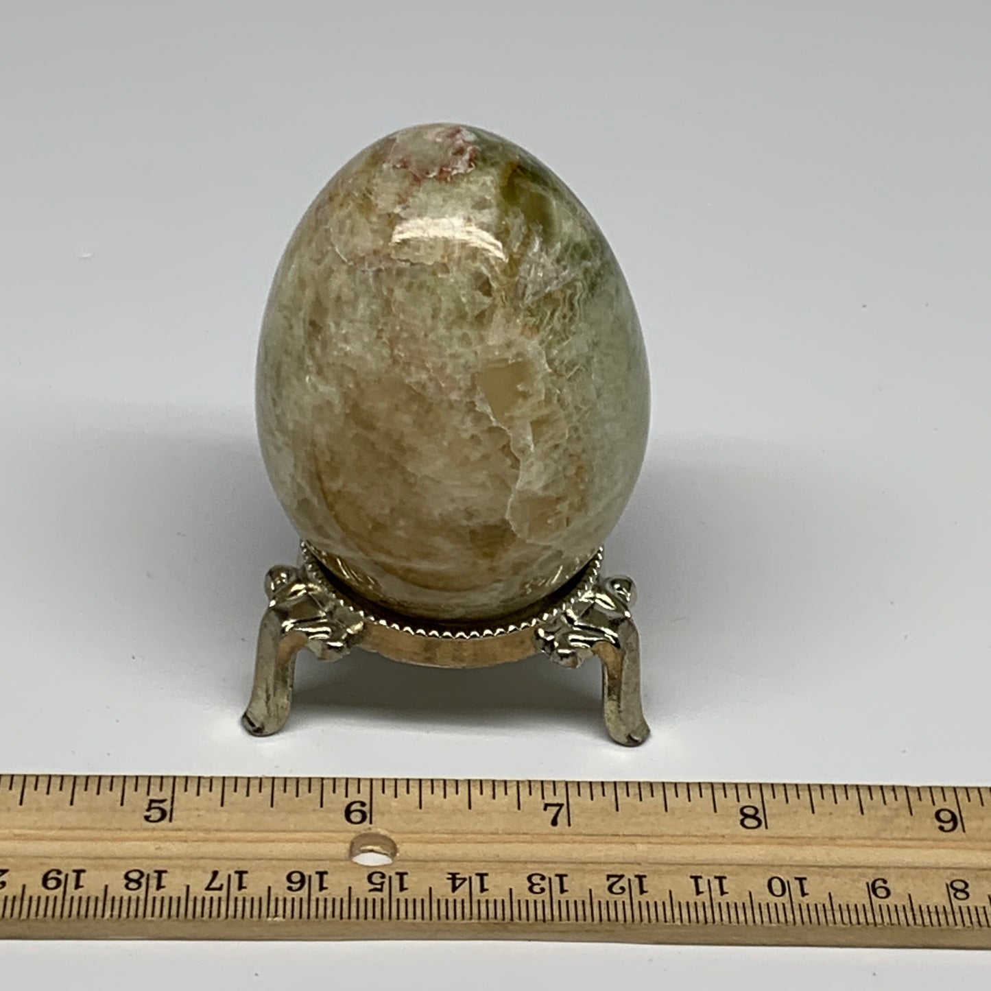 263g, 2.7"x2" Natural Green Onyx Egg Gemstone Mineral, from Pakistan, B32041