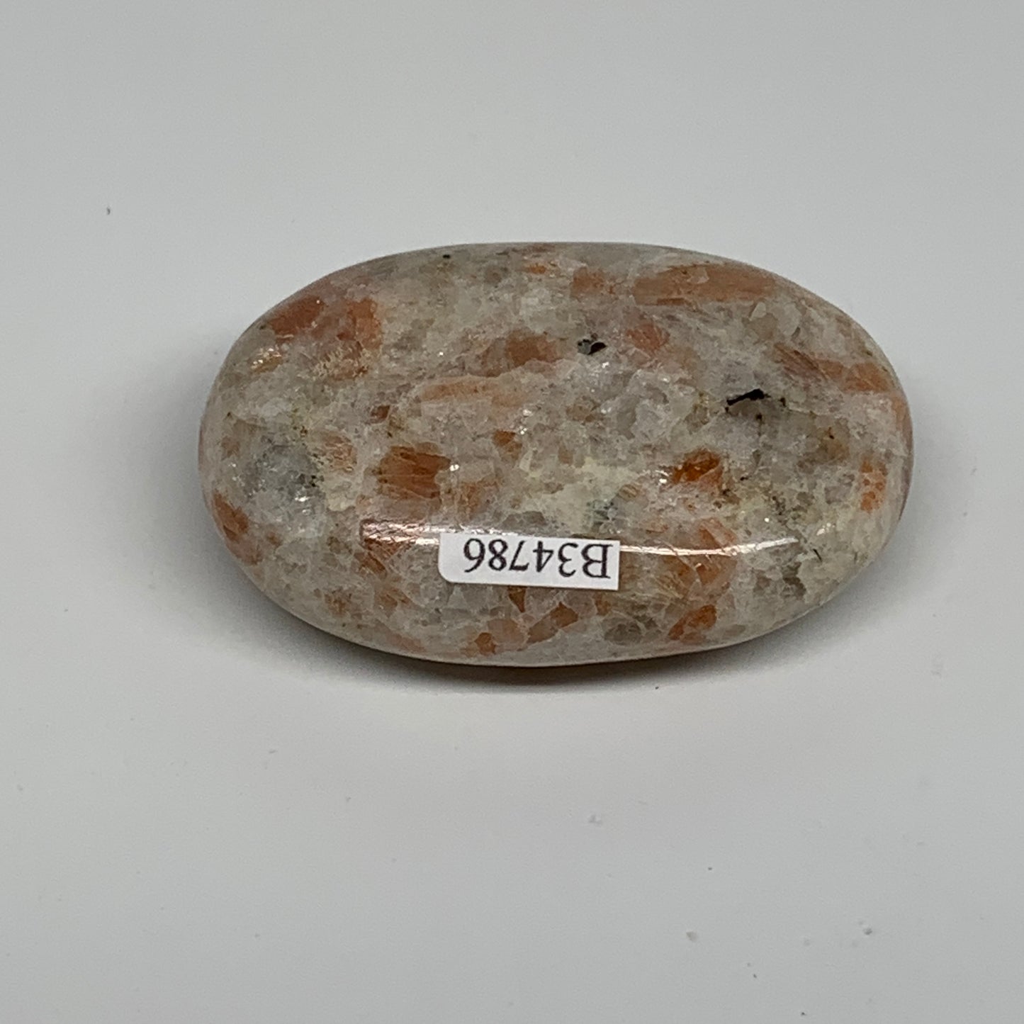 105.2g, 2.6"x1.8"x0.9", Natural Sunstone Palm-Stone Polished from India, B34786