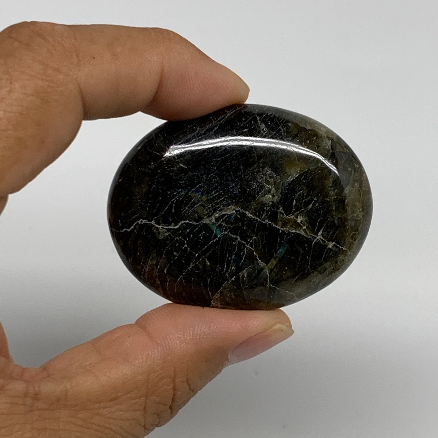 154.7g, 2"-2.1", 3pcs, Labradorite Palm-stone Polished Gemstone, B35547