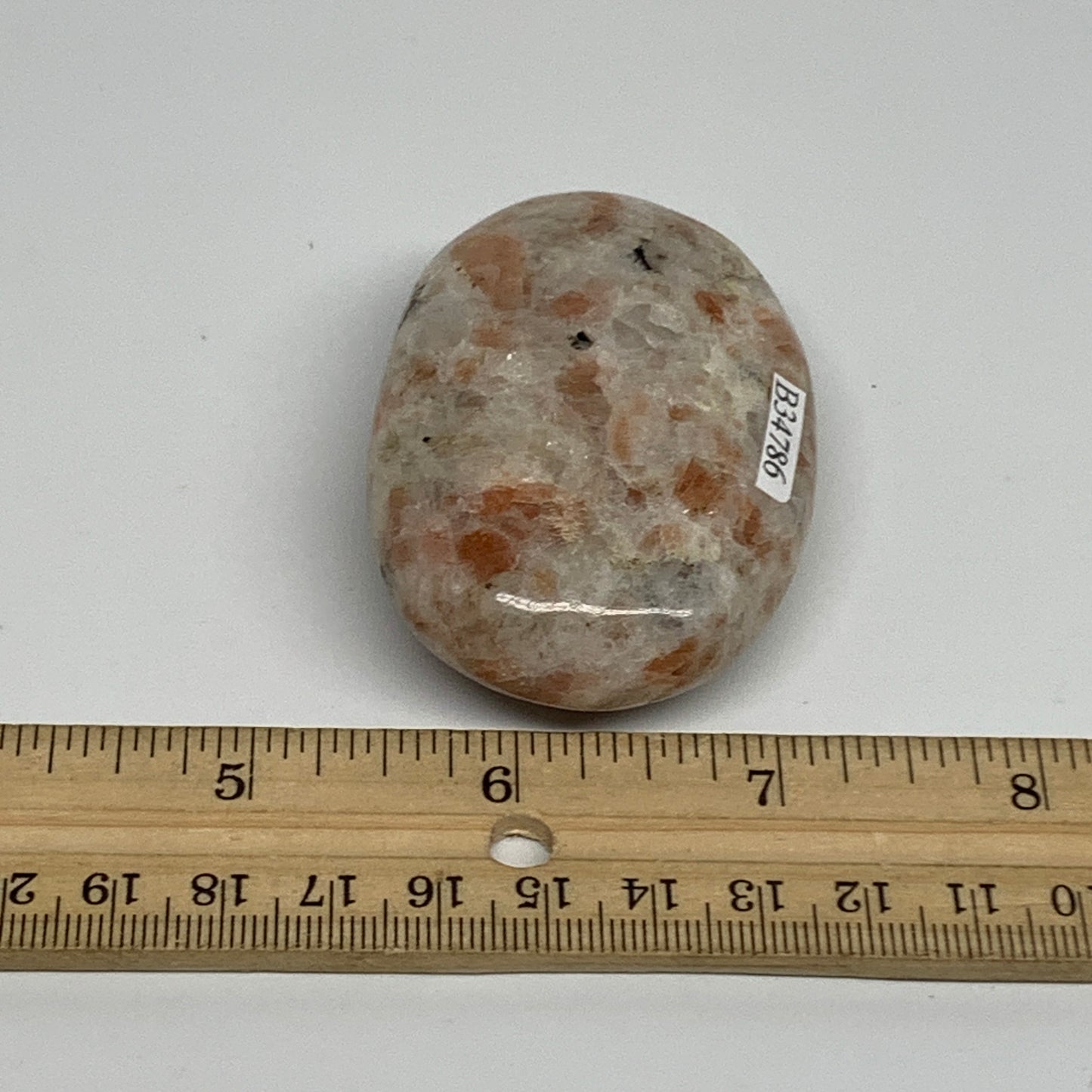 105.2g, 2.6"x1.8"x0.9", Natural Sunstone Palm-Stone Polished from India, B34786