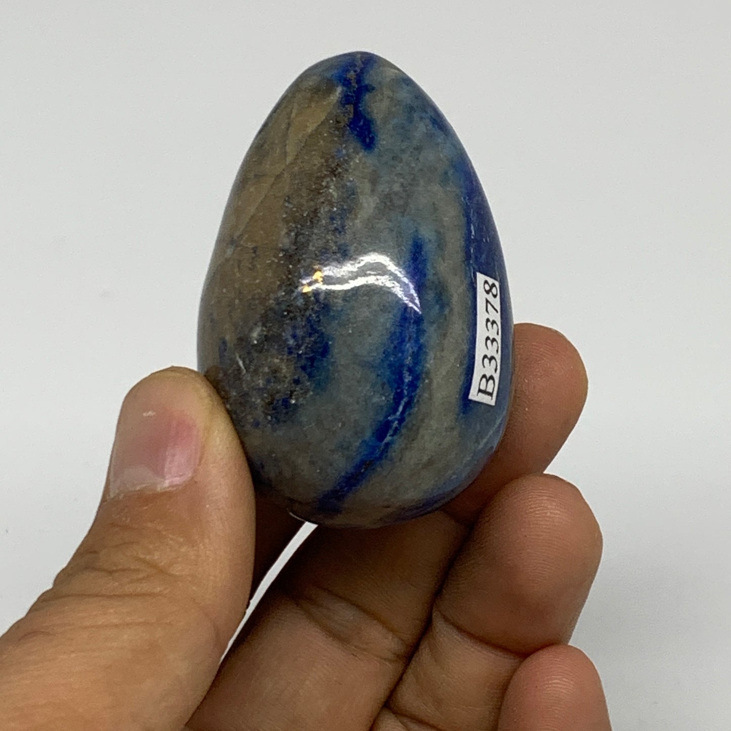 91.1g, 2.1"x1.4", Natural Lapis Lazuli Egg Polished @Afghanistan, B33378