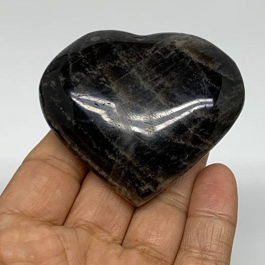 0.25 lbs, 2.2"x2.5"x1", Black Moonstone Heart Polished Crystal Decor, B37832