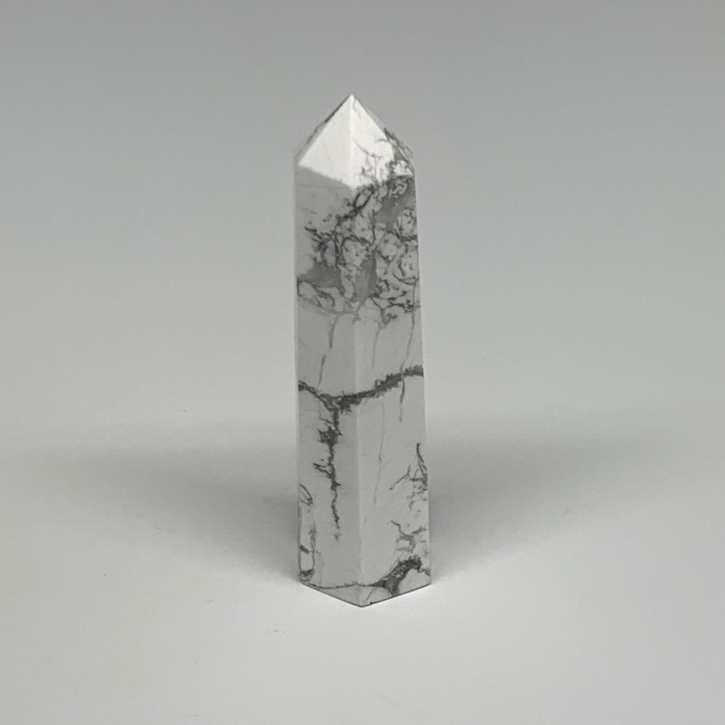 77g, 3.4"x0.9"x0.9", Natural Howlite Point Tower Obelisk Crystal, B29074