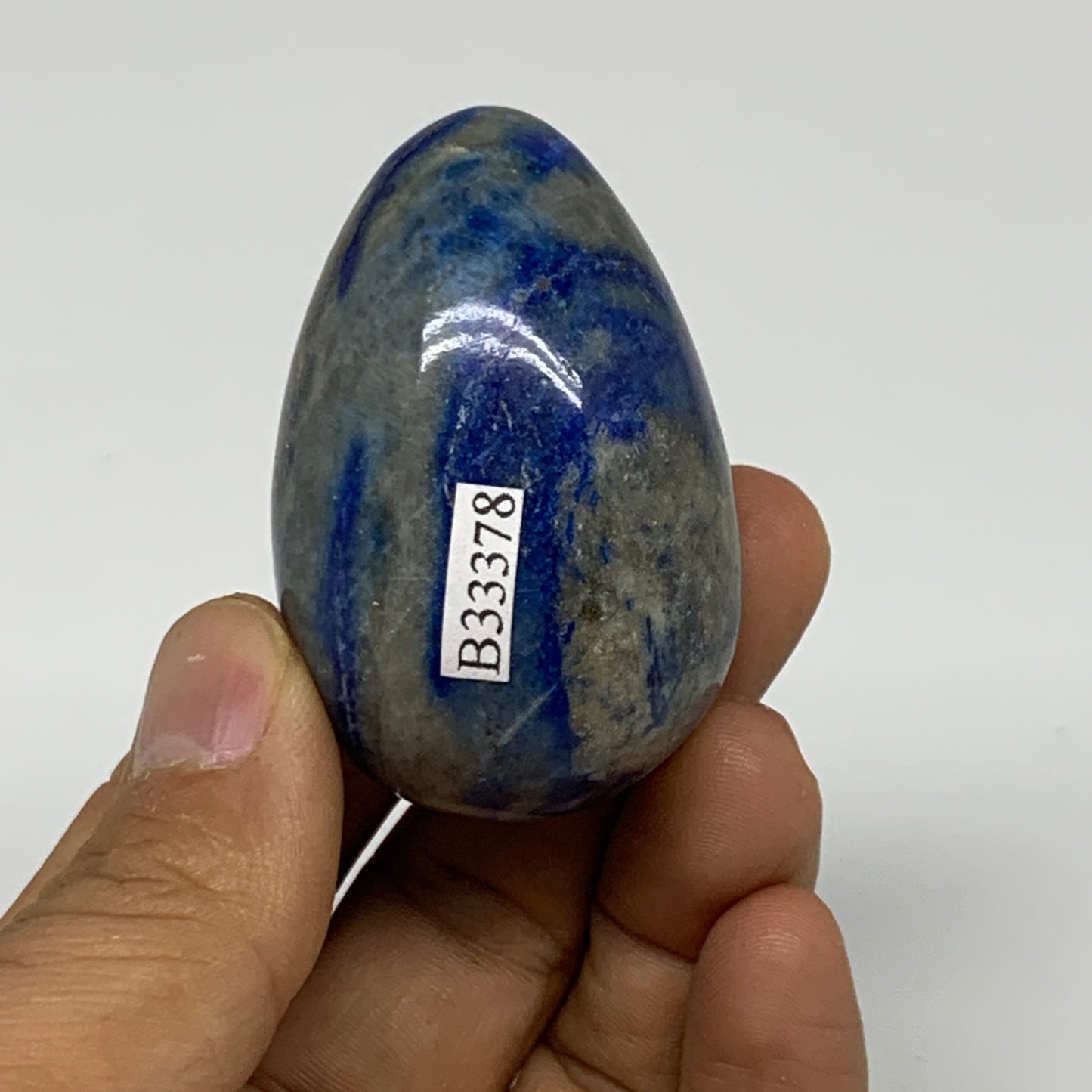 91.1g, 2.1"x1.4", Natural Lapis Lazuli Egg Polished @Afghanistan, B33378