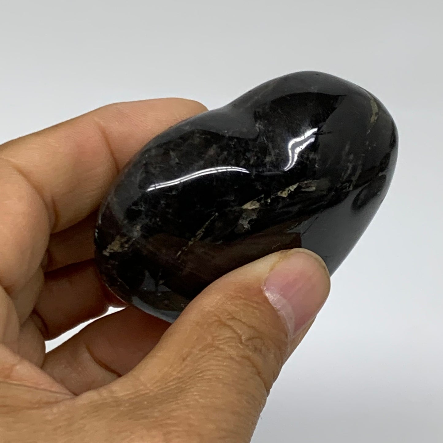 0.25 lbs, 2.2"x2.5"x1", Black Moonstone Heart Polished Crystal Decor, B37832