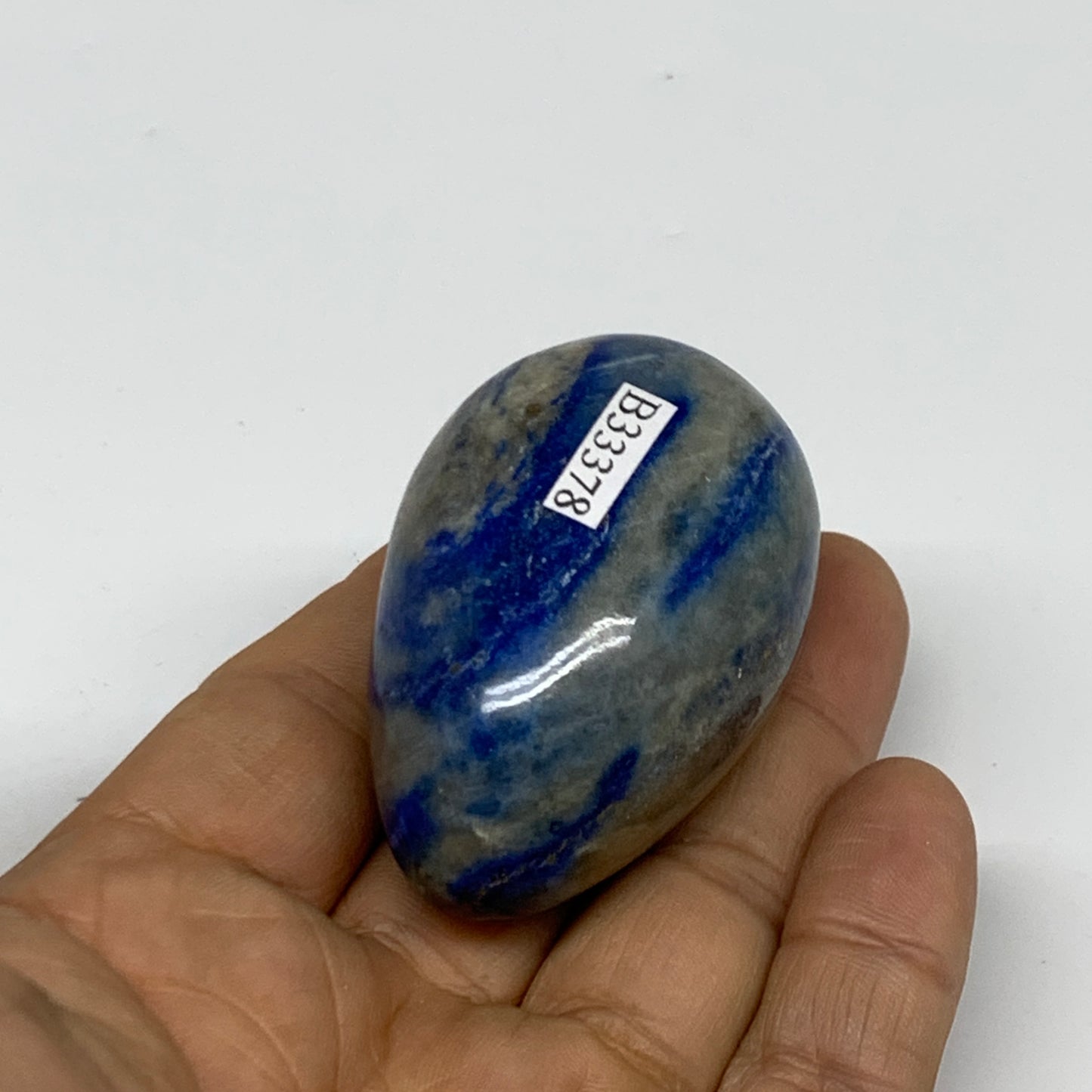 91.1g, 2.1"x1.4", Natural Lapis Lazuli Egg Polished @Afghanistan, B33378