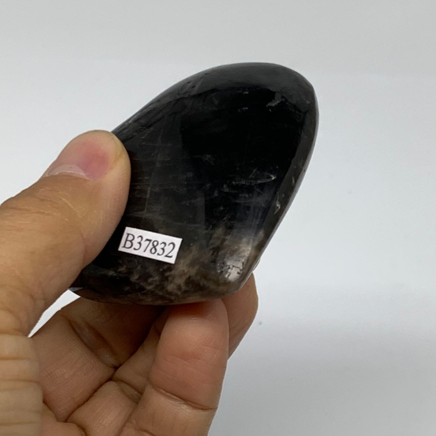 0.25 lbs, 2.2"x2.5"x1", Black Moonstone Heart Polished Crystal Decor, B37832