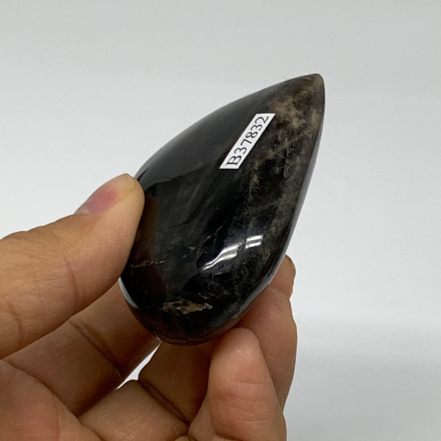 0.25 lbs, 2.2"x2.5"x1", Black Moonstone Heart Polished Crystal Decor, B37832