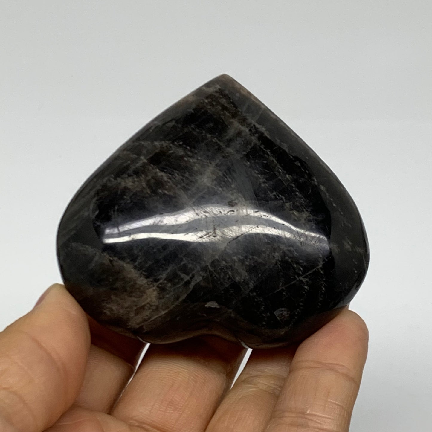 0.25 lbs, 2.2"x2.5"x1", Black Moonstone Heart Polished Crystal Decor, B37832