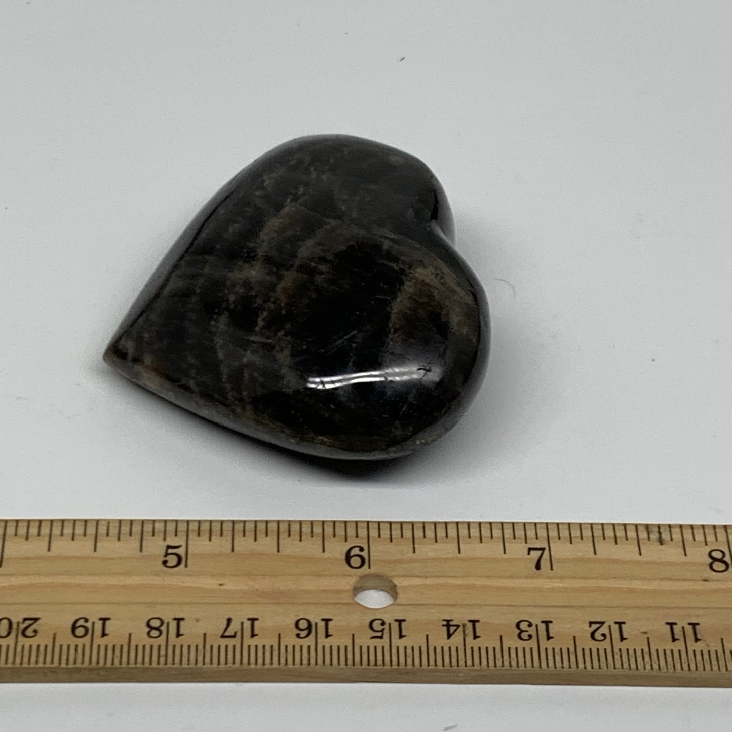 0.25 lbs, 2.2"x2.5"x1", Black Moonstone Heart Polished Crystal Decor, B37832