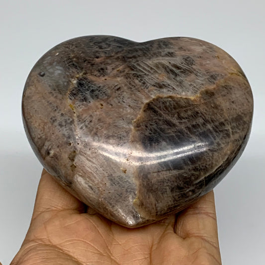 0.91 lbs, 3.3"x3.7"x1.5", Black Moonstone Heart Polished Crystal Decor, B37833