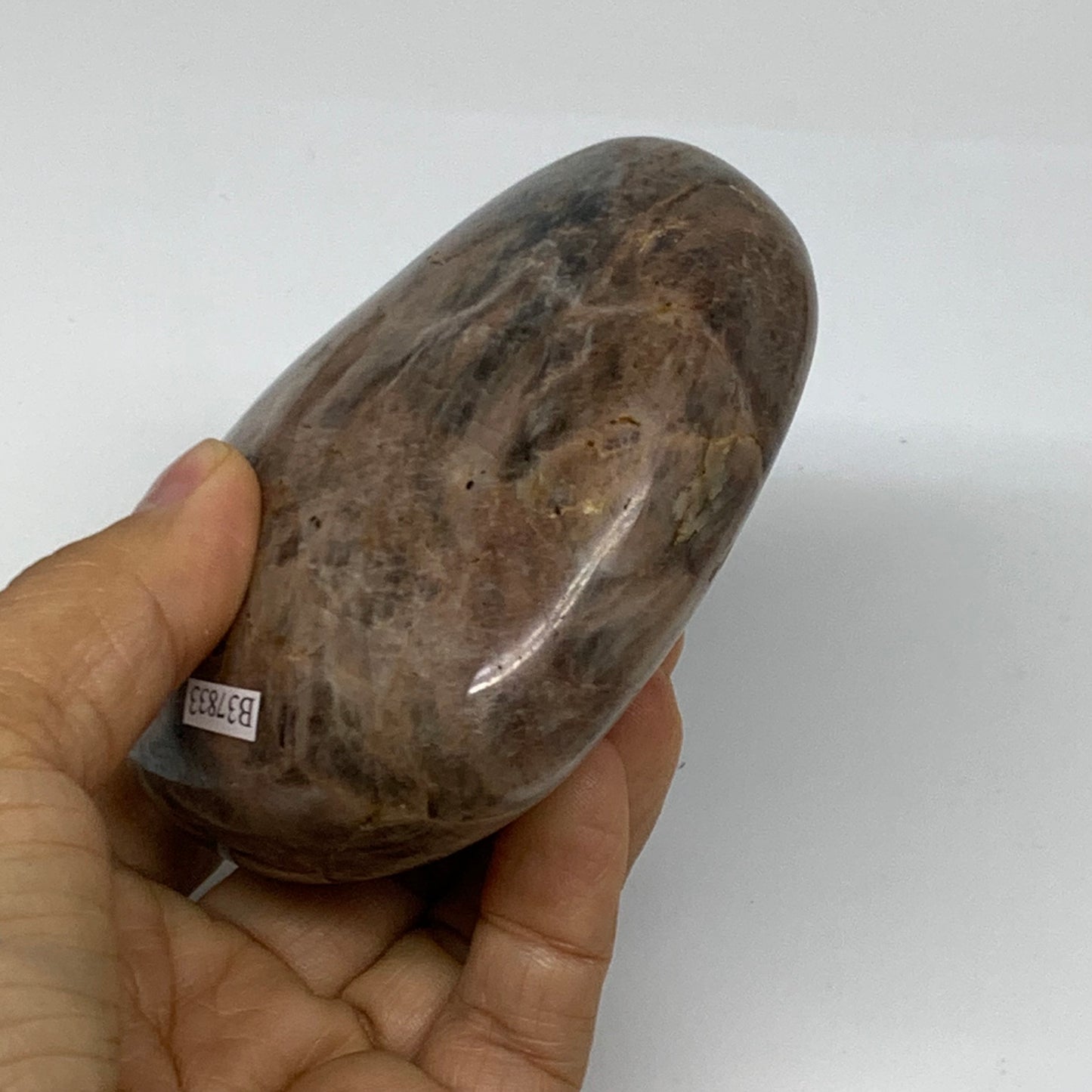 0.91 lbs, 3.3"x3.7"x1.5", Black Moonstone Heart Polished Crystal Decor, B37833