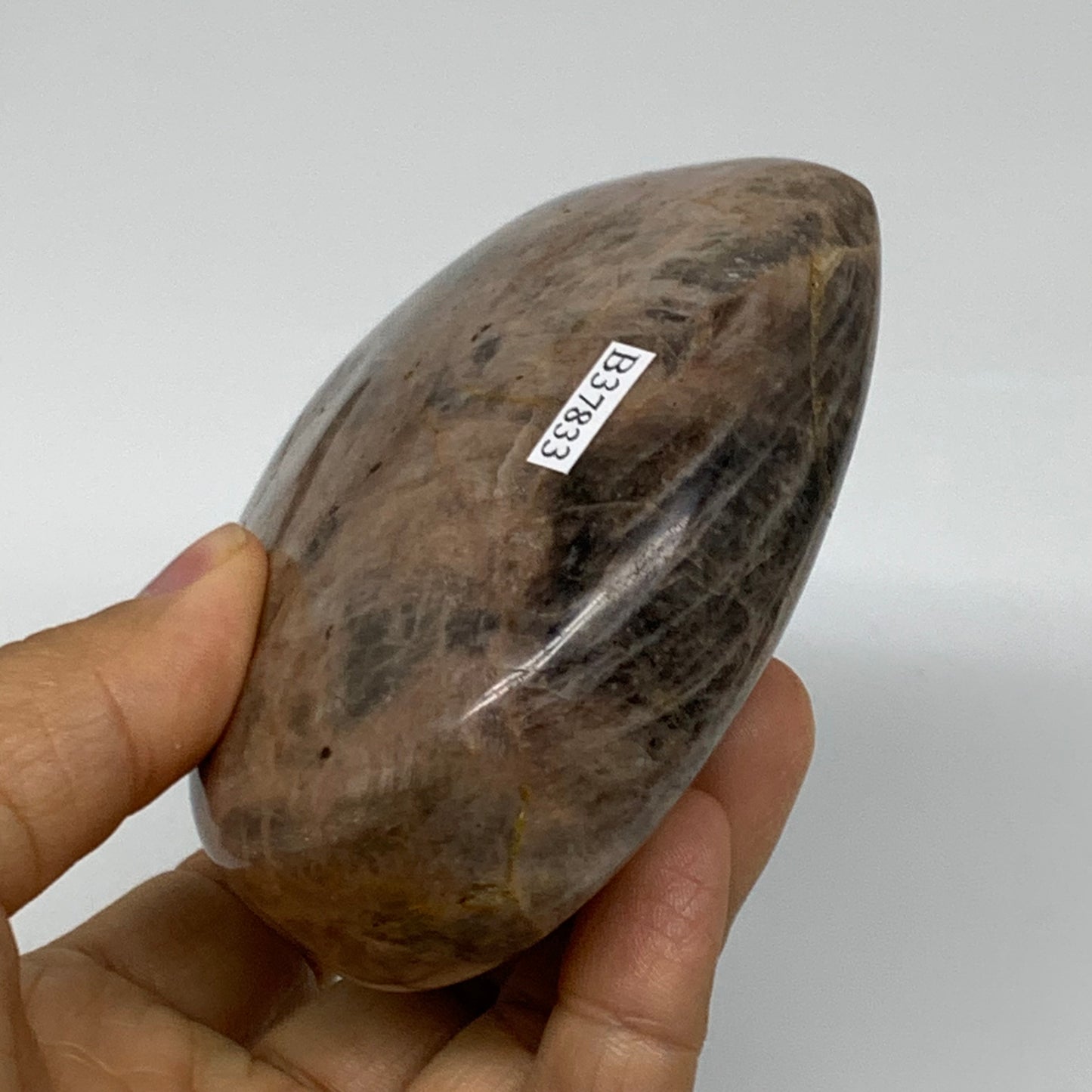 0.91 lbs, 3.3"x3.7"x1.5", Black Moonstone Heart Polished Crystal Decor, B37833