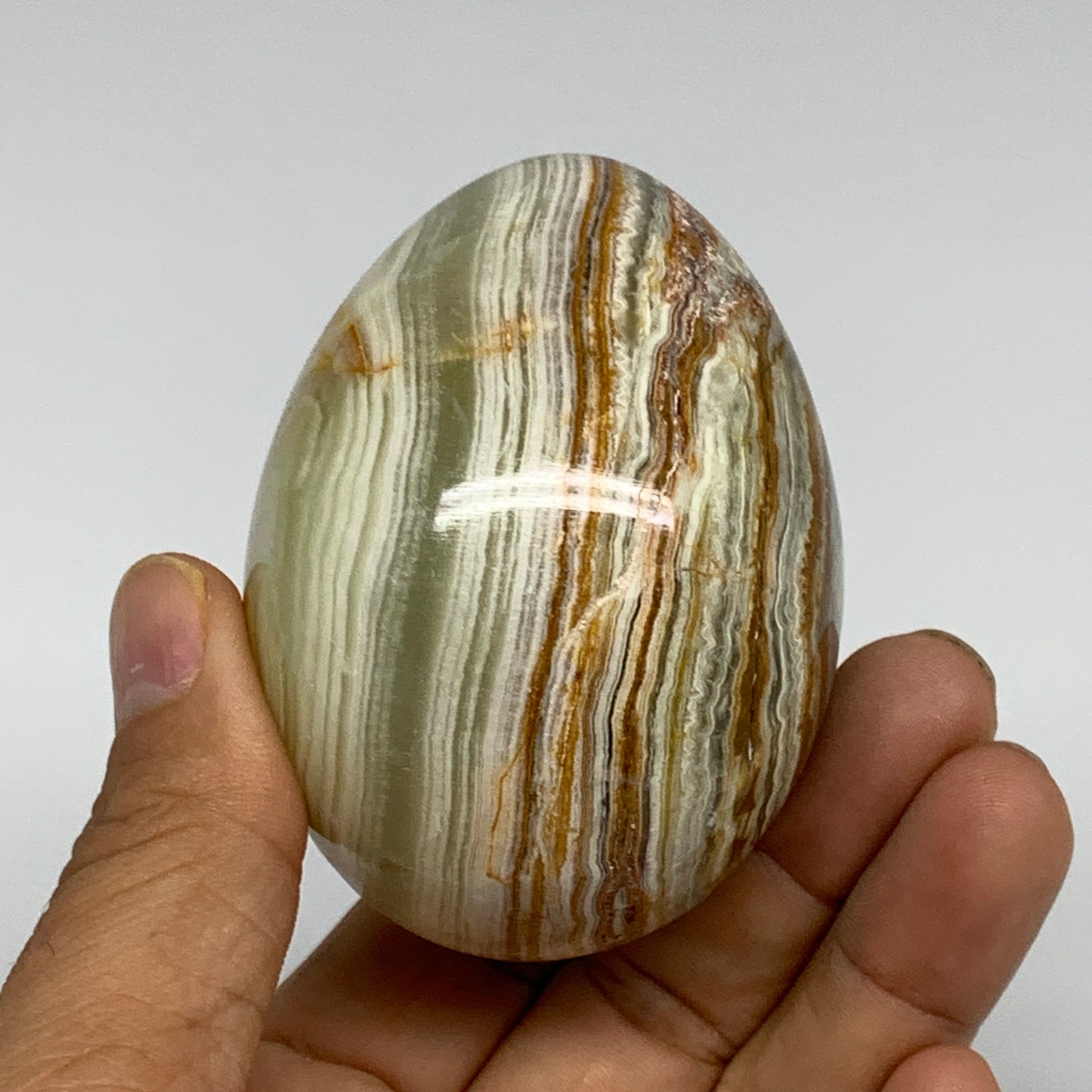 248g, 2.7"x2" Natural Green Onyx Egg Gemstone Mineral, from Pakistan, B32044