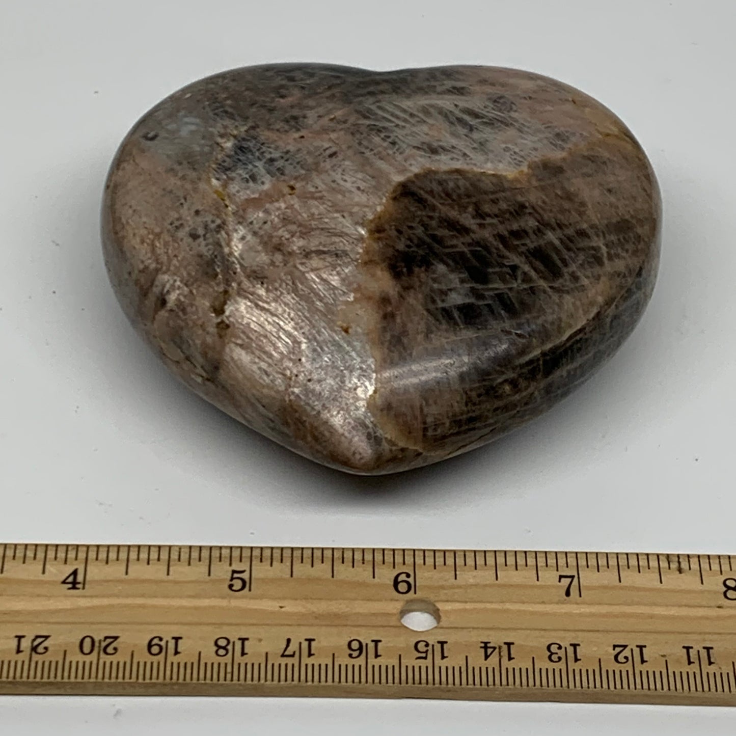0.91 lbs, 3.3"x3.7"x1.5", Black Moonstone Heart Polished Crystal Decor, B37833