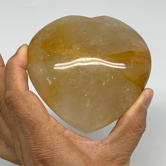 466.9g, 3.5"x3.6"x1.8" Yellow Healing Quartz Heart Crystal @Madagascar, B30576x